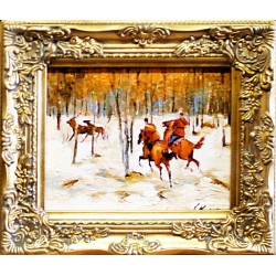  Obraz olejny ręcznie malowany Juliusz Kossak Polowanie na jelenie kopia