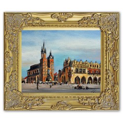  Obraz olejny ręcznie malowany 27x32cm Rozmarzone miasto