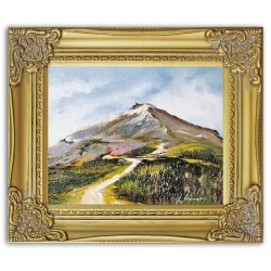  Obraz olejny ręcznie malowany 27x32cm Ogromna góra