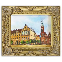  Obraz olejny ręcznie malowany 27x32cm Zabytkowe miasto