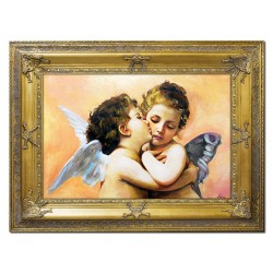  Obraz z Aniołkami pocałunek 90x120 obraz malowany na płótnie w złotej ramie