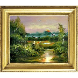  Obraz olejny ręcznie malowany Pejzaż 27x32cm