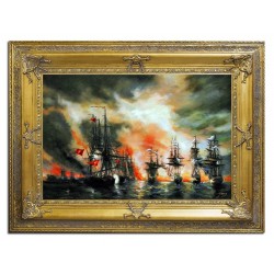  Obraz olejny ręcznie malowany statki na morzu 120x90cm