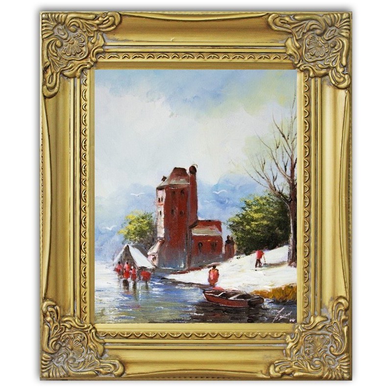  Obraz olejny ręcznie malowany Pałac 27x32cm