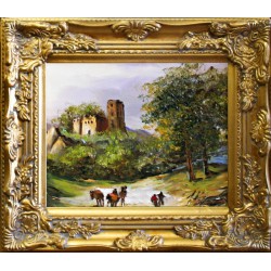  Obraz olejny ręcznie malowany Pałac 27x32cm