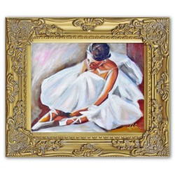  Obraz Baletnica 27x32 obraz malowany na płótnie w złotej ramie