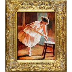  Obraz Baletnica 30x35 obraz malowany na płótnie w złotej ramie