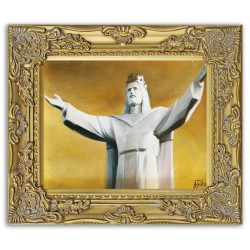  Obraz olejny ręcznie malowany z Jezusem Chrystusem obraz w złotej ramie 27x32 cm