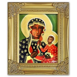  Obraz Matki Boskiej Częstochowskiej 27x32 cm obraz olejny na płótnie złota rama