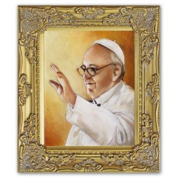  Obraz z papieżem Franciszkiem 27x32 cm obraz olejny na płótnie w złotej ramie