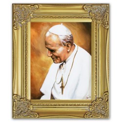  Obraz Jana Pawła II papieża 27x32 cm obraz olejny na płótnie w złotej ramie