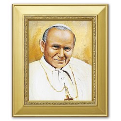  Obraz Jana Pawła II papieża 27x32 cm obraz olejny na płótnie w złotej ramie
