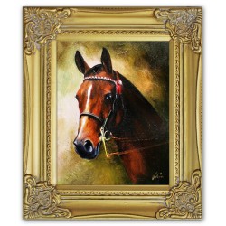  Obraz olejny ręcznie malowany 27x32cm Konie