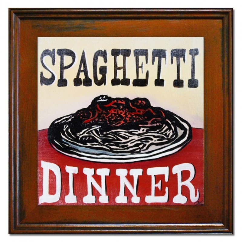  Obraz olejny ręcznie malowany na płótnie 40x40cm spaghetti