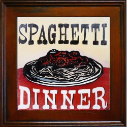  Obraz olejny ręcznie malowany na płótnie 40x40cm spaghetti