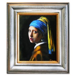  Obraz olejny ręcznie malowany na płótnie 35x40cm Jan Vermeer Dziewczyna z perłą kopia