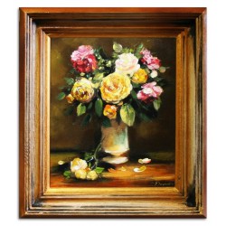  Obraz olejny ręcznie malowany 35x40cm Jasne róże