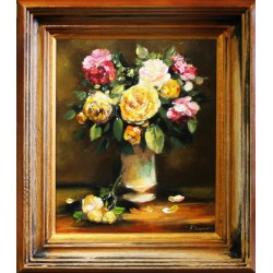  Obraz olejny ręcznie malowany 35x40cm Jasne róże