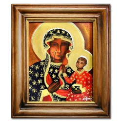  Obraz Matki Boskiej Częstochowskiej 35x40 cm obraz olejny na płótnie w ramie