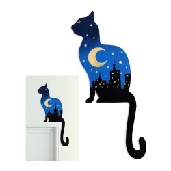  Kot do powieszenia nad drzwi nocny 64x19cm Obraz olejny ręcznie malowany