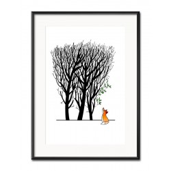  Obraz lis i drzewa