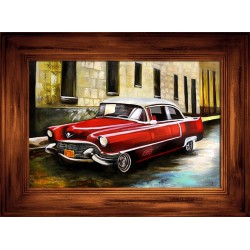  Obraz olejny ręcznie malowany 86x116cm Auto retro