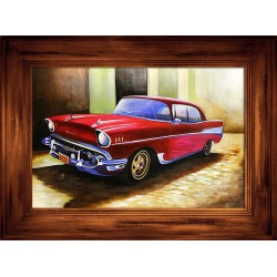  Obraz olejny ręcznie malowany 86x116cm Auto retro