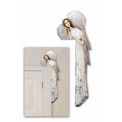  Anioł do powieszenia nad drzwi srebrny biały malowany prawy 70x22cm102110