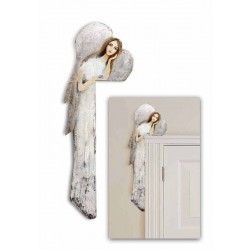  Anioł do powieszenia nad drzwi srebrny malowany 70x22cm 102109