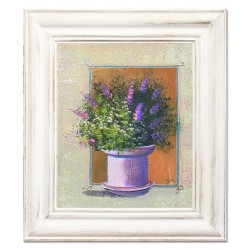  Obraz olejny ręcznie malowany 27x32cm Lawenda w fioletowym wazonie