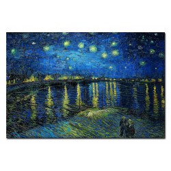  Obraz Vincenta van Gogha Gwiaździsta noc nad Rodanem reprodukcja płótno 60x90cm
