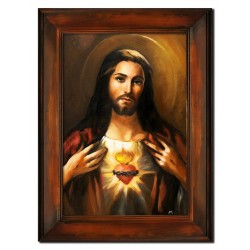 Obraz olejny ręcznie malowany z Jezusem Chrystusem Miłosiernego Serca obraz w ramie 86x116 cm
