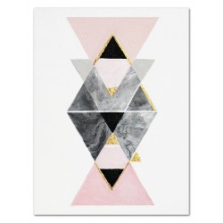  Obraz olejny ręcznie malowany 110x150cm Kompozycja trójkątów różowy