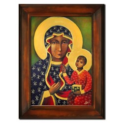 Obraz Matki Boskiej Częstochowskiej 86x116 cm obraz olejny na płótnie w ramie