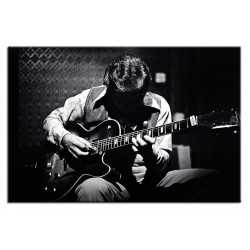  Obraz dla muzyka gitarzysta 90x60cm czarno-biały plakat na płótnie