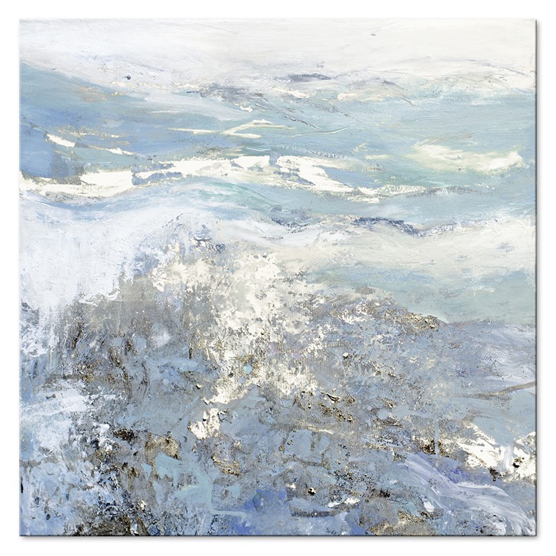  Obraz olejny ręcznie malowany 90x90cm Górski las zimą