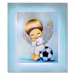  Obraz z Aniołem dla piłkarza 29x34 cm obraz olejny na płótnie niebieski