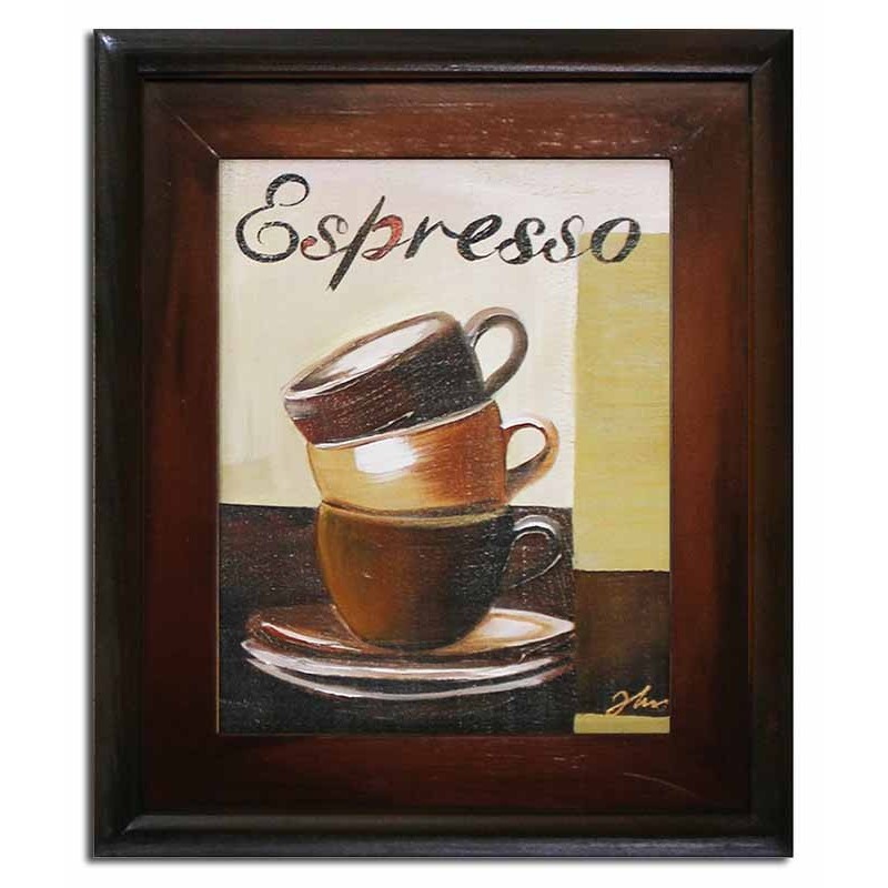  Obraz olejny ręcznie malowany na płótnie 27x32cm filiżanki espresso