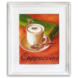  Obraz olejny ręcznie malowany na płótnie 27x32cm filiżanka cappuccino