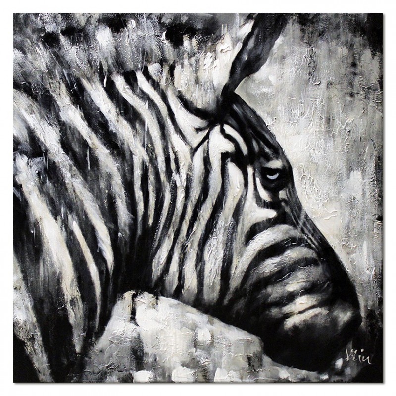 Obraz olejny ręcznie malowany 90x90cm Zebra