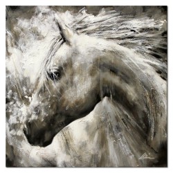  Obraz olejny ręcznie malowany 90x90cm Szary koń