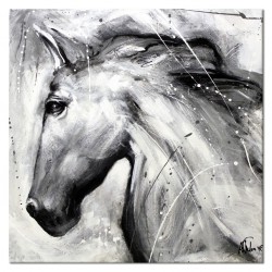  Obraz olejny ręcznie malowany 90x90cm Szary Koń