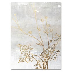  Obraz olejny ręcznie malowany 110x150cm Złote kwiaty na szarym tle