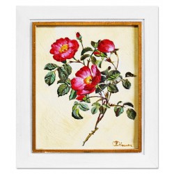  Obraz olejny ręcznie malowany 27x32cm Różowy kwiat