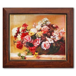  Obraz olejny ręcznie malowany 26x31cm Różany bukiet
