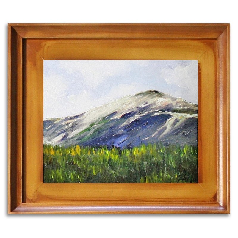  Obraz olejny ręcznie malowany 27x32cm Piękna góra