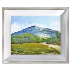  Obraz olejny ręcznie malowany 27x32cm Samotna góra