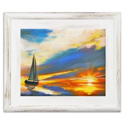  Obraz olejny ręcznie malowany podróż morska 32x27cm