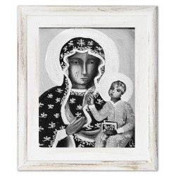  Obraz Matki Boskiej Częstochowskiej 27x32 cm obraz olejny na płótnie biała rama