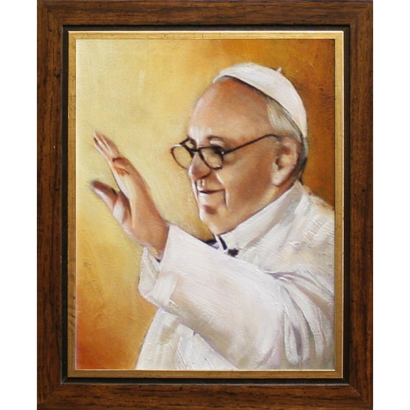  Obraz z papieżem Franciszkiem 27x32 cm obraz olejny na płótnie w ramie